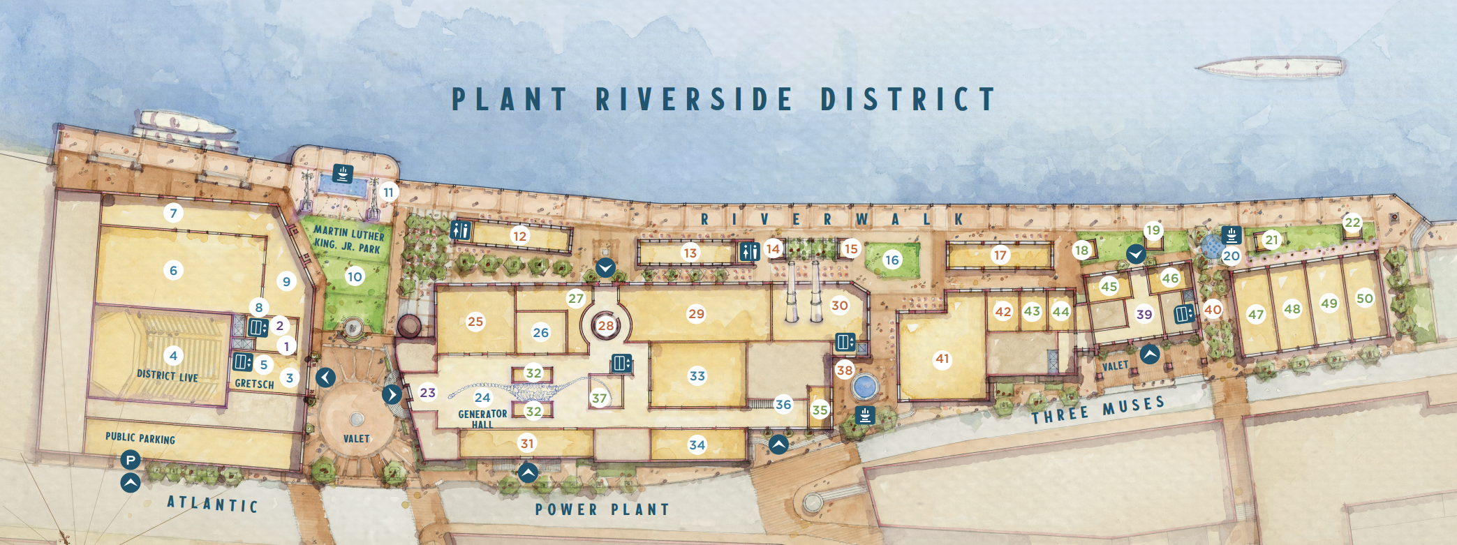 Directory and Map of Plant Riverside District in Savannah